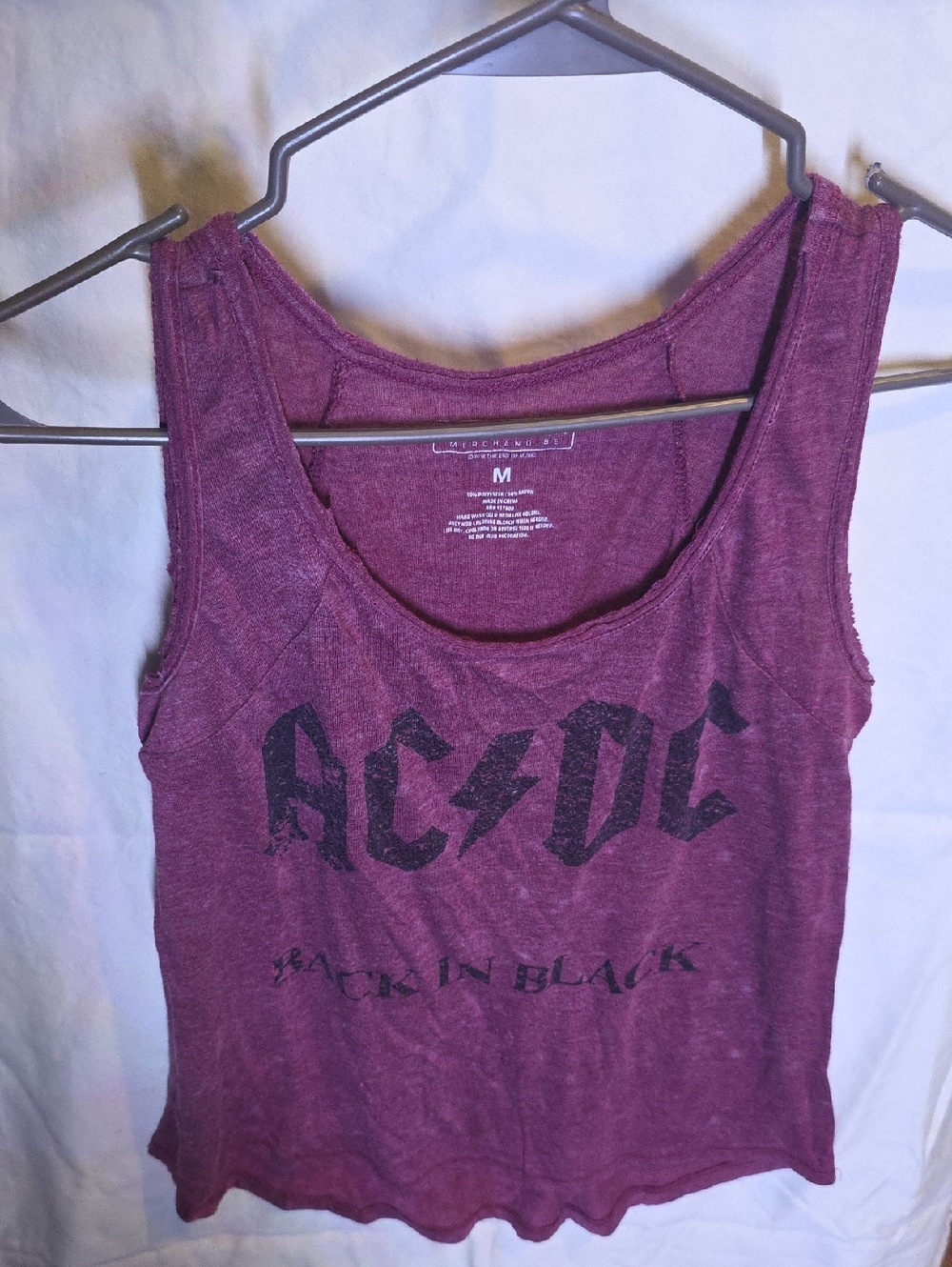 LIVE NATION AC/DC Maroon Purple 'Back in Black' Women's Tank Top